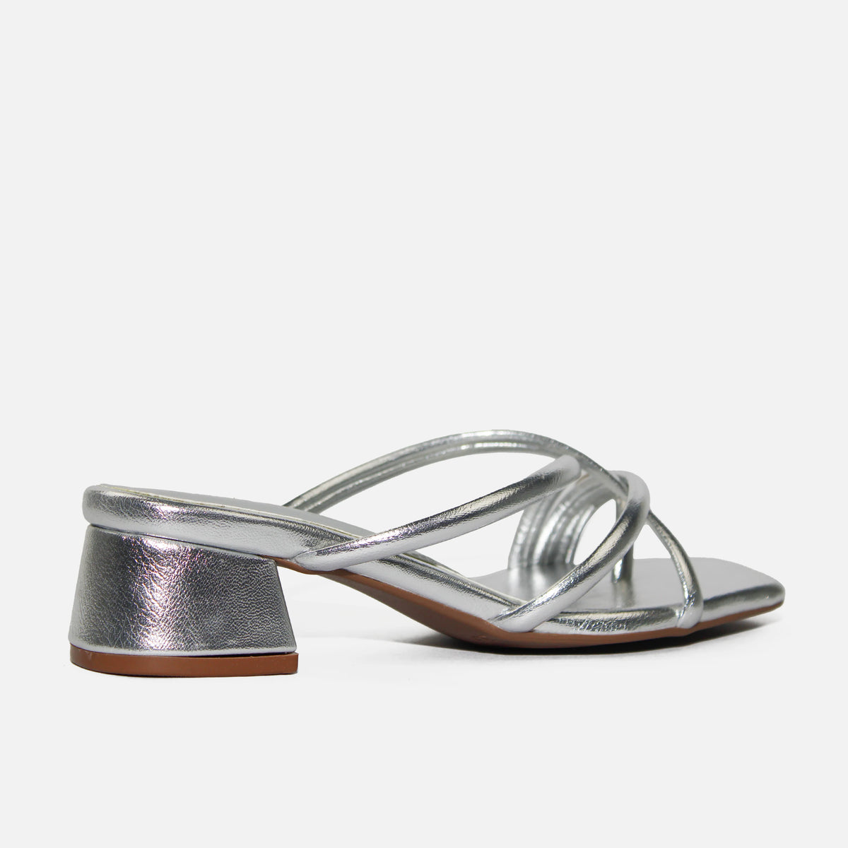 Sandalia tacon brise de sintético para mujer - Plateado