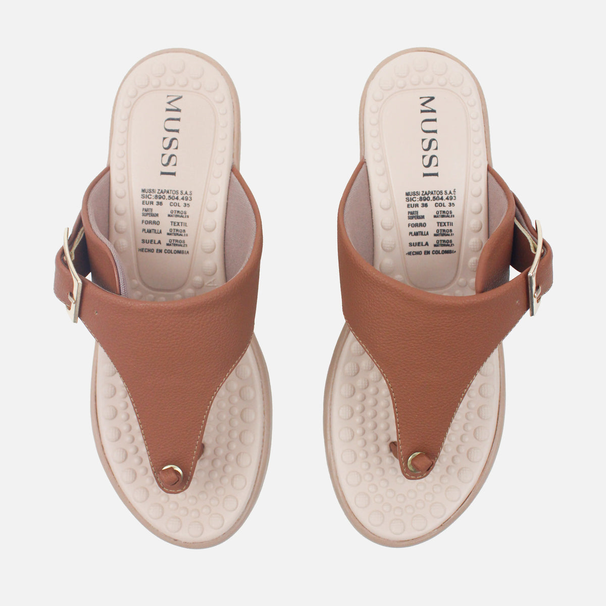 Sandalia plataforma liona de sintético para mujer - Miel