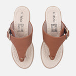 Sandalia plataforma liona de sintético para mujer - Miel