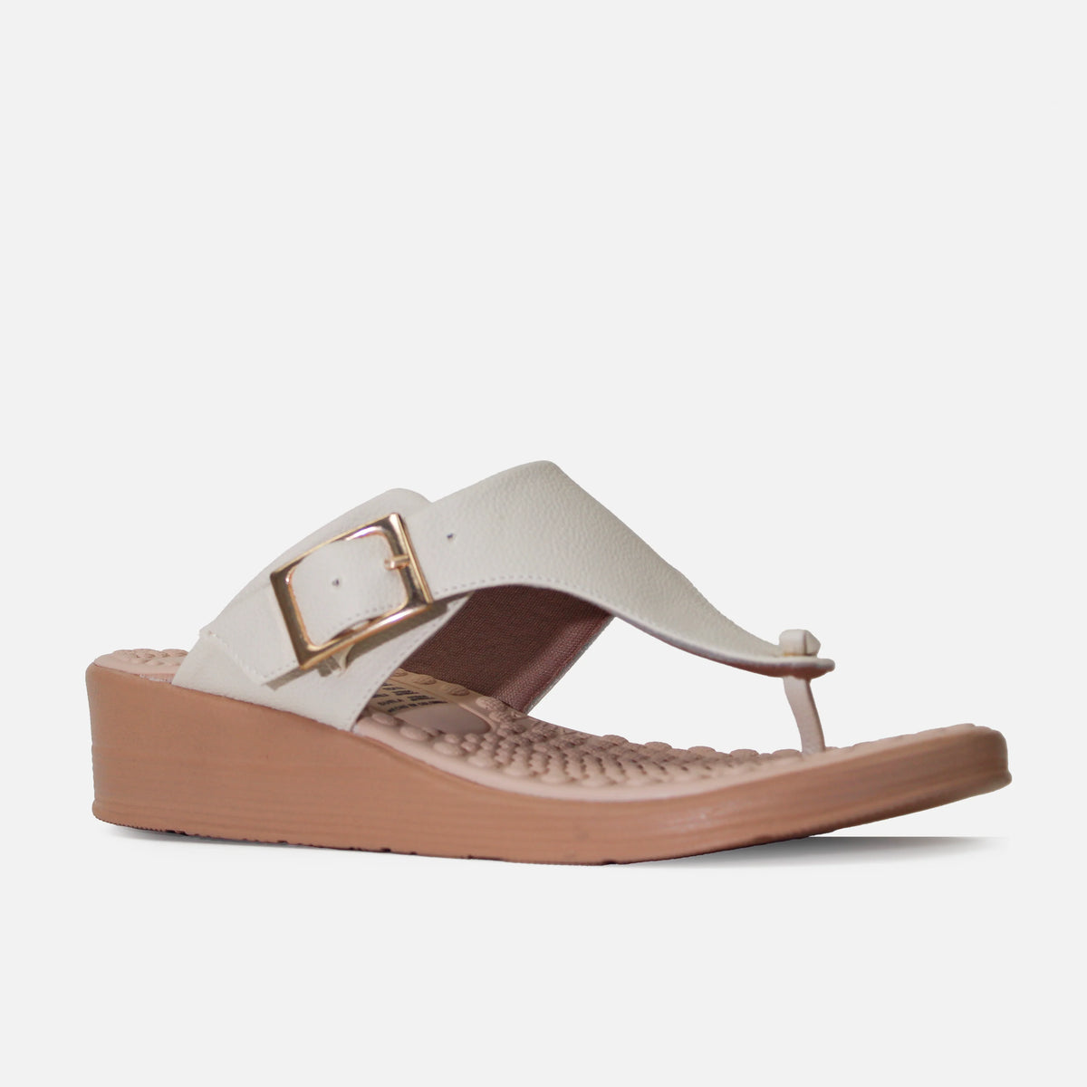 Sandalia plataforma liona de sintético para mujer - Hueso