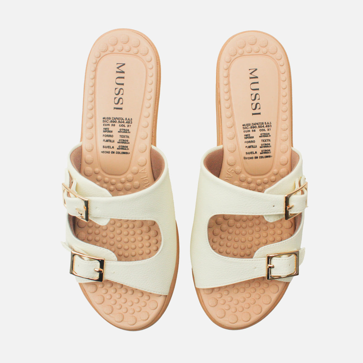 Sandalia plataforma talina de sintético para mujer - Hueso