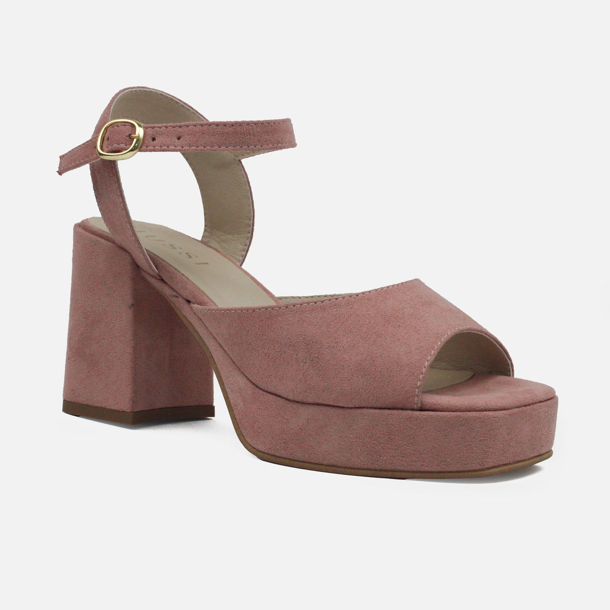 Sandalia tacon plataforma liora de textil para mujer - Rosado