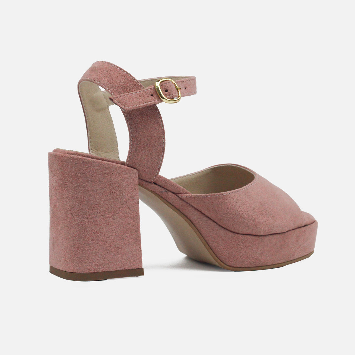 Sandalia tacon plataforma liora de textil para mujer - Rosado