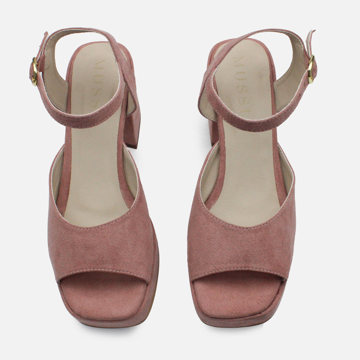 Sandalia tacon plataforma liora de textil para mujer - Rosado