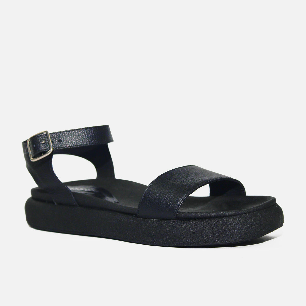 Sandalia flatform candela de cuero para mujer - Negro