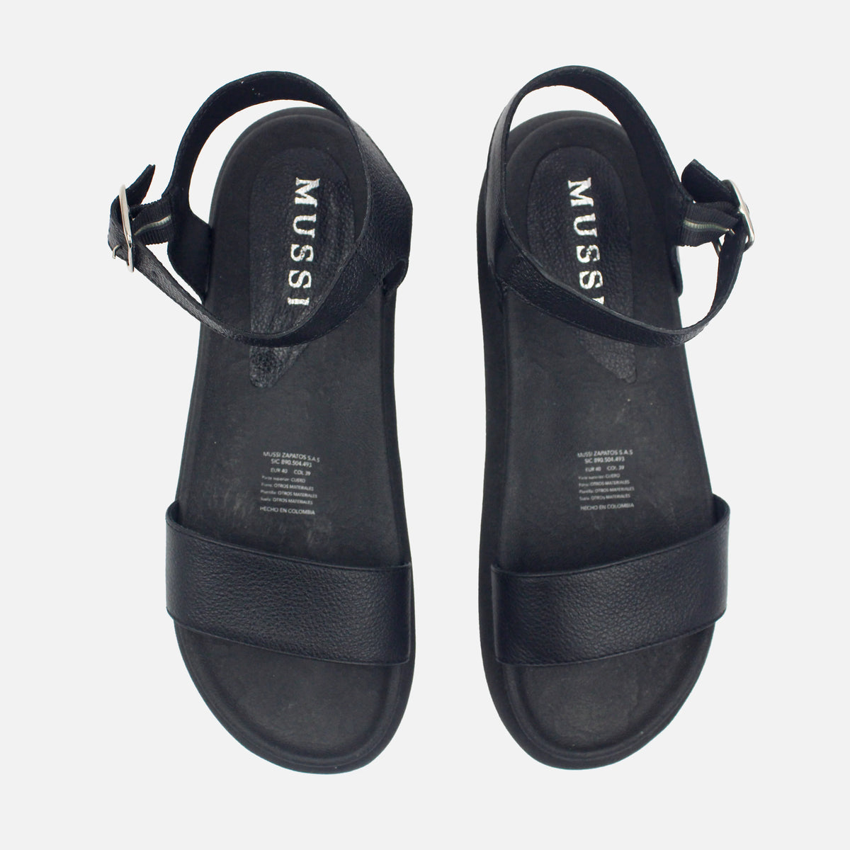 Sandalia flatform candela de cuero para mujer - Negro
