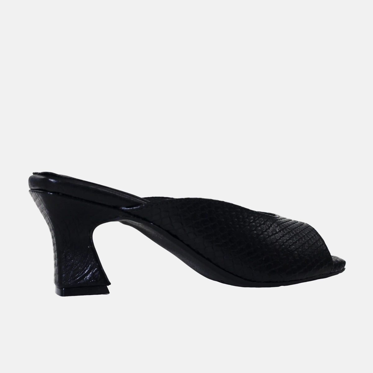 Zueco tacon linah de cuero para mujer - Negro