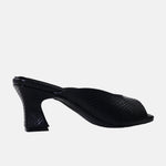 Zueco tacon linah de cuero para mujer - Negro
