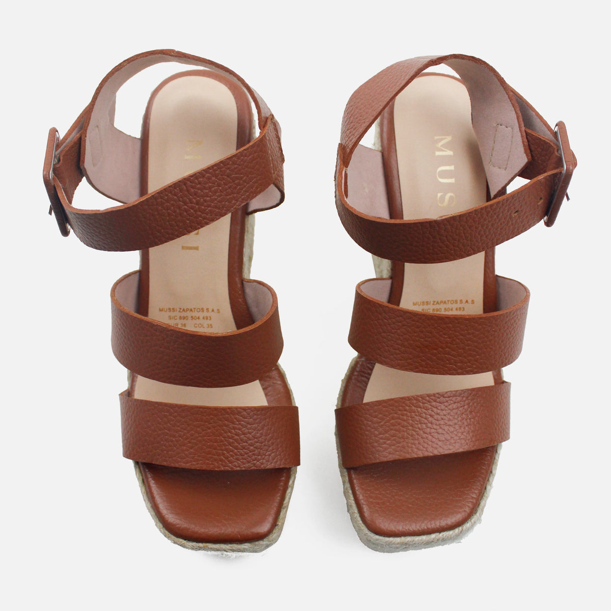Sandalia plataforma eolia de cuero para mujer - Miel