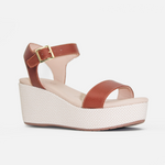 Sandalia plataforma hellen de cuero para mujer - Miel