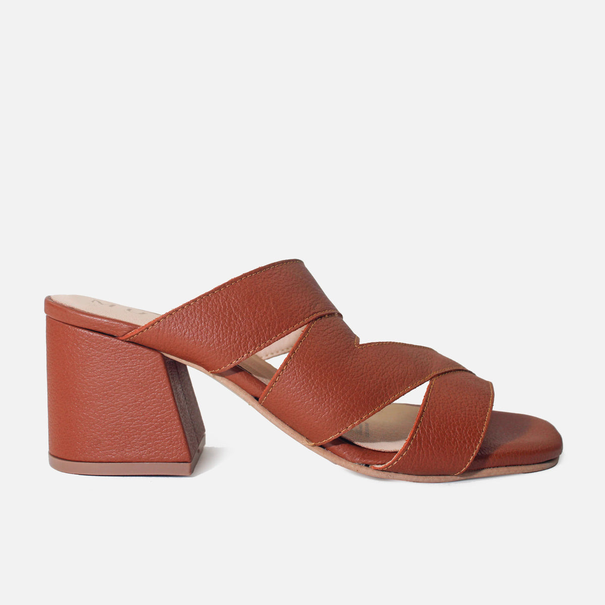 Sandalia tacon brisa de cuero para mujer - Miel