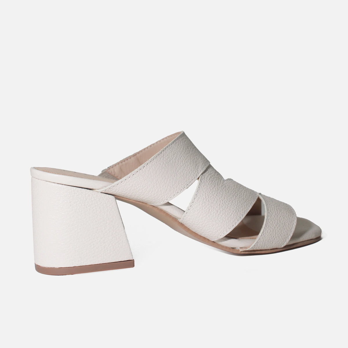 Sandalia tacon brisa de cuero para mujer - Hueso