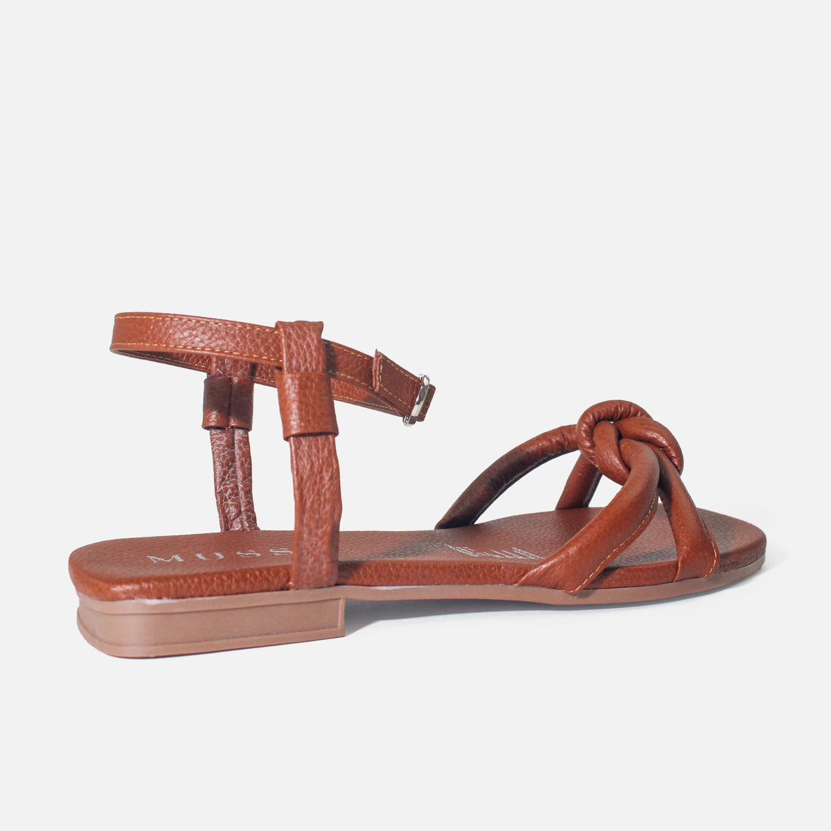 Sandalia plana bruma de cuero para mujer - Miel