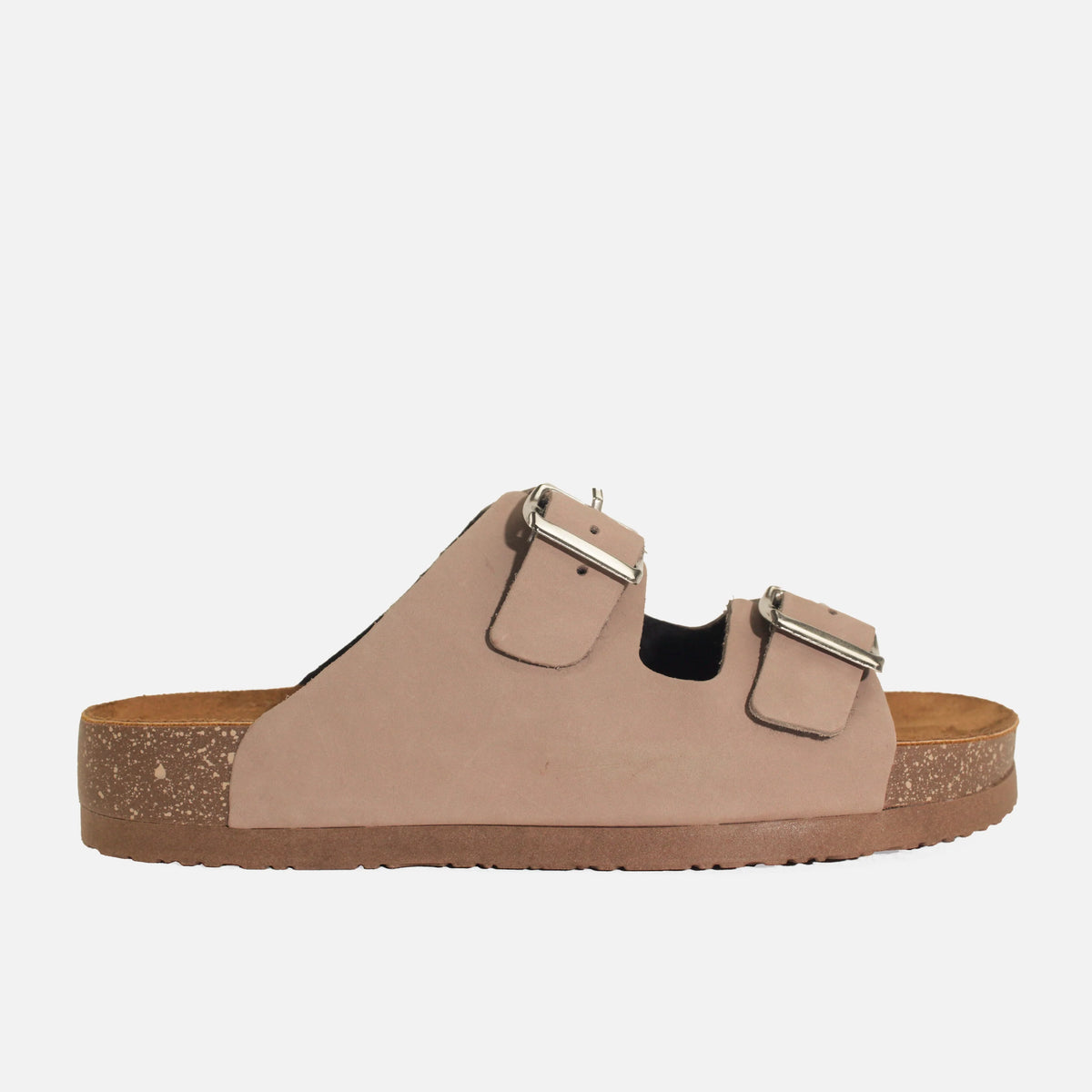 Sandalia plana sombra de cuero para mujer - Taupe