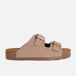 Sandalia plana sombra de cuero para mujer - Taupe