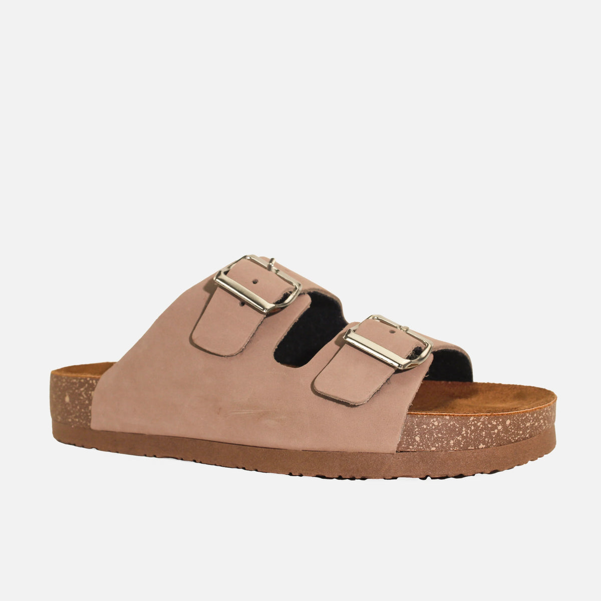 Sandalia plana sombra de cuero para mujer - Taupe