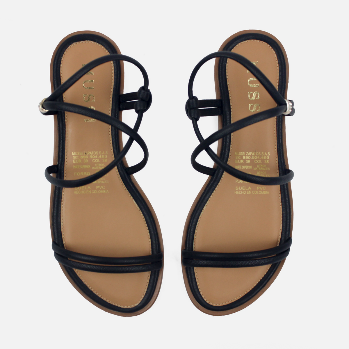 Sandalia plana lurea de sintético para mujer - Negro