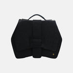 Bolso manos libres fina de cuero para mujer - Negro