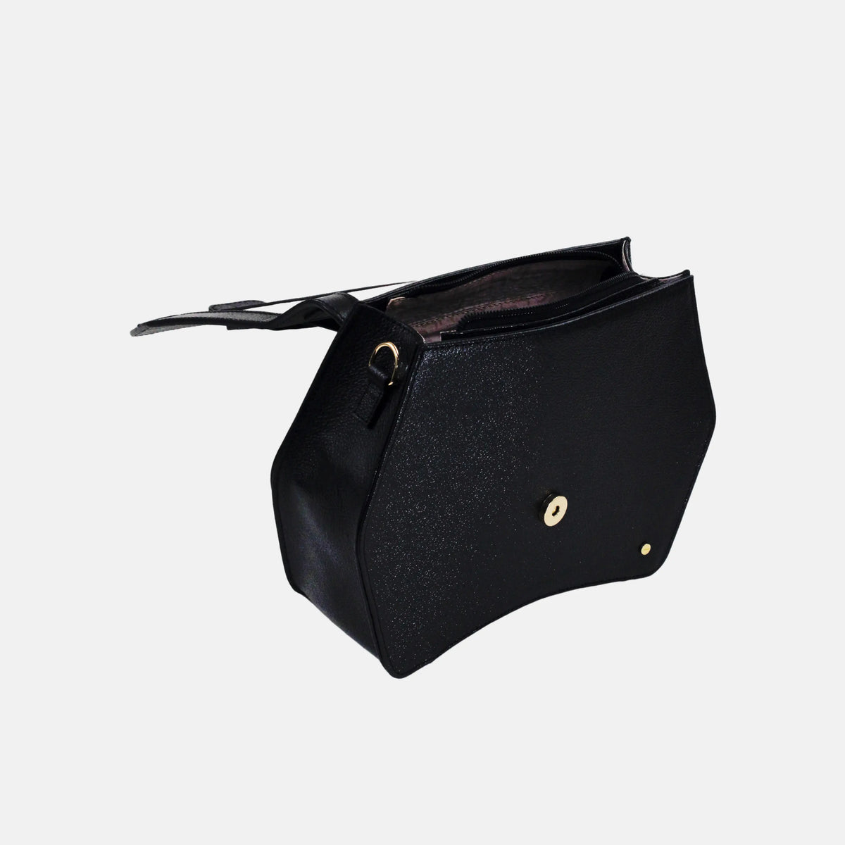Bolso manos libres fina de cuero para mujer - Negro