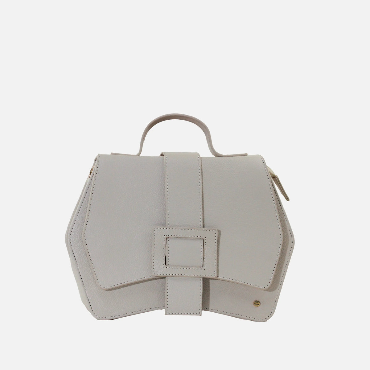 Bolso manos libres fina de cuero para mujer - Hueso