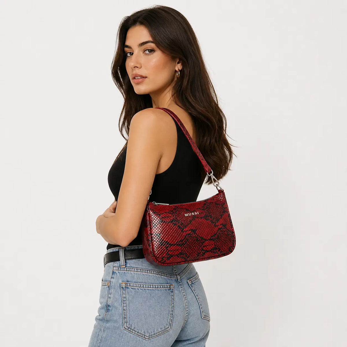 Bolso de mano sabrina de cuero para mujer - Rojo