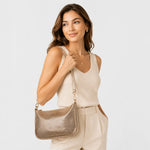 Bolso de mano sabrina de cuero para mujer - Oro