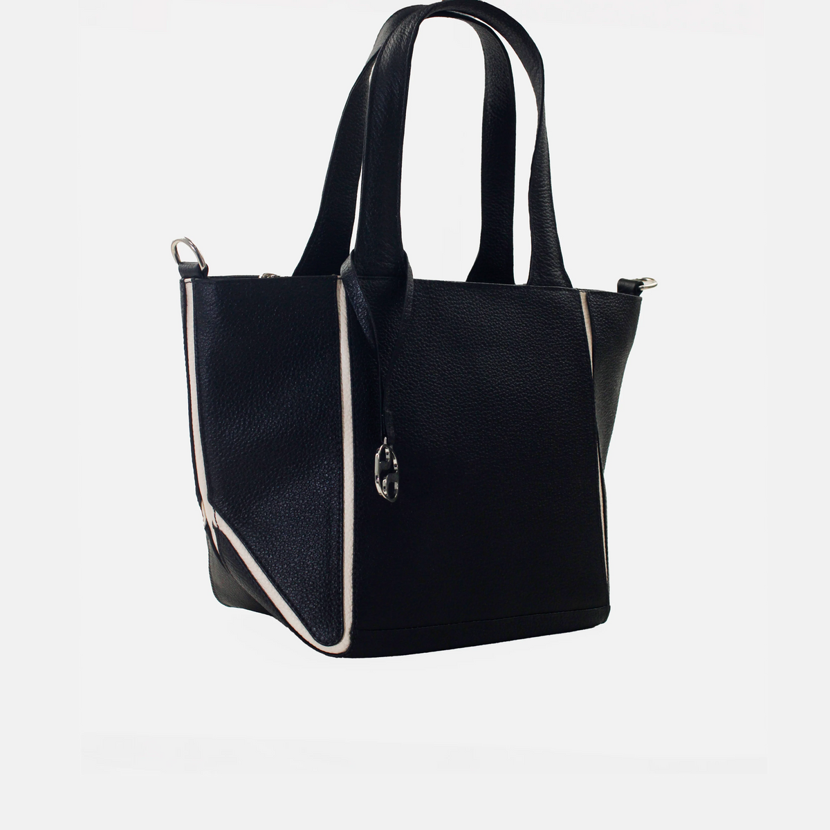 Cartera rise de cuero para mujer - Negro