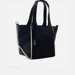 Cartera rise de cuero para mujer - Negro