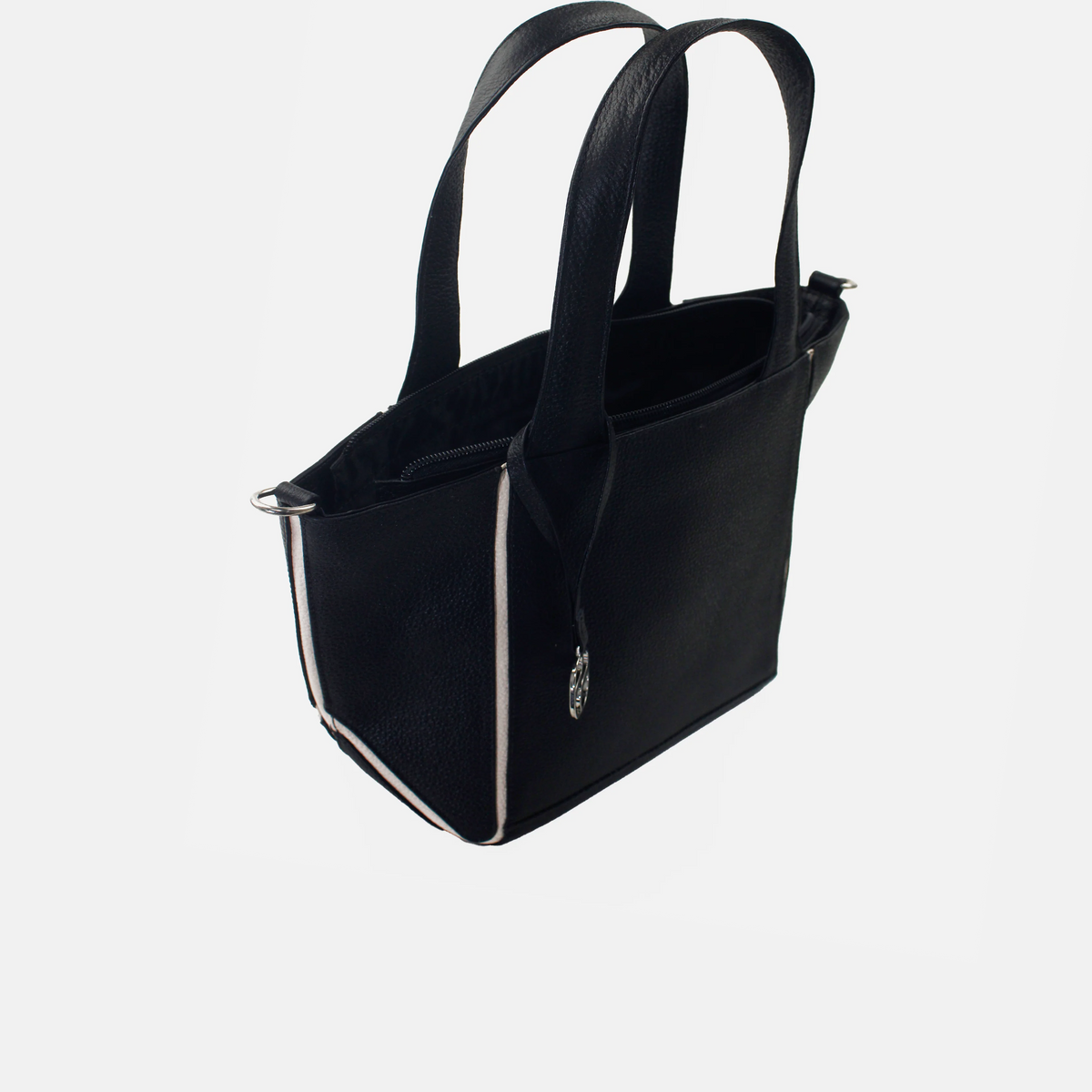 Cartera rise de cuero para mujer - Negro
