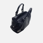 Cartera ambar de cuero para mujer - Negro