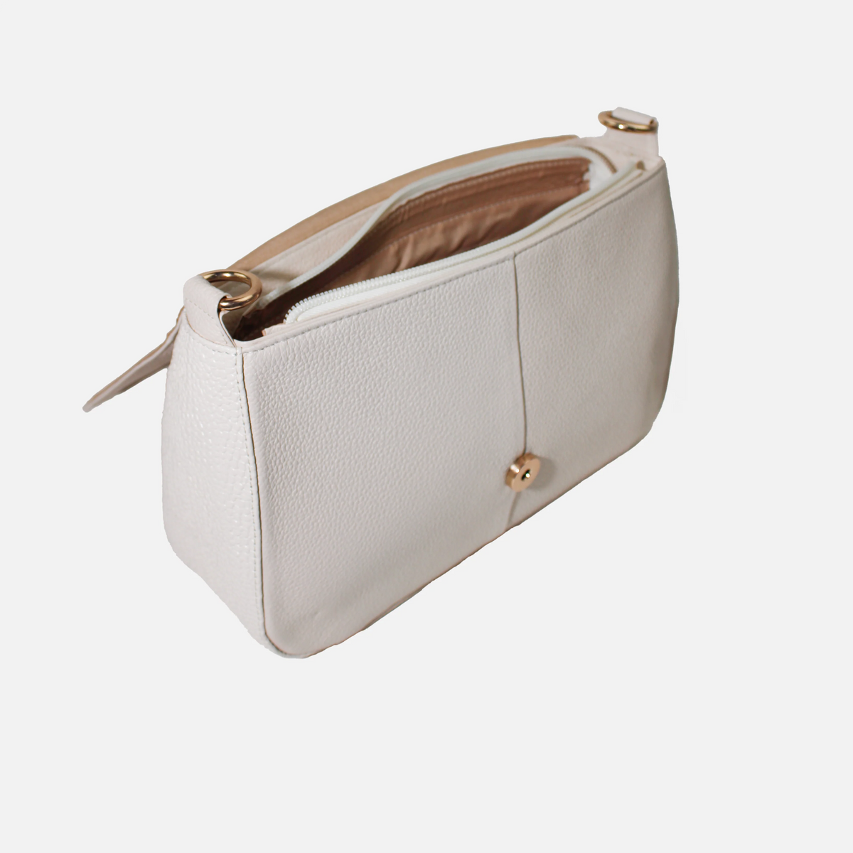 Bolso manos libres ondina de cuero para mujer - Almendra