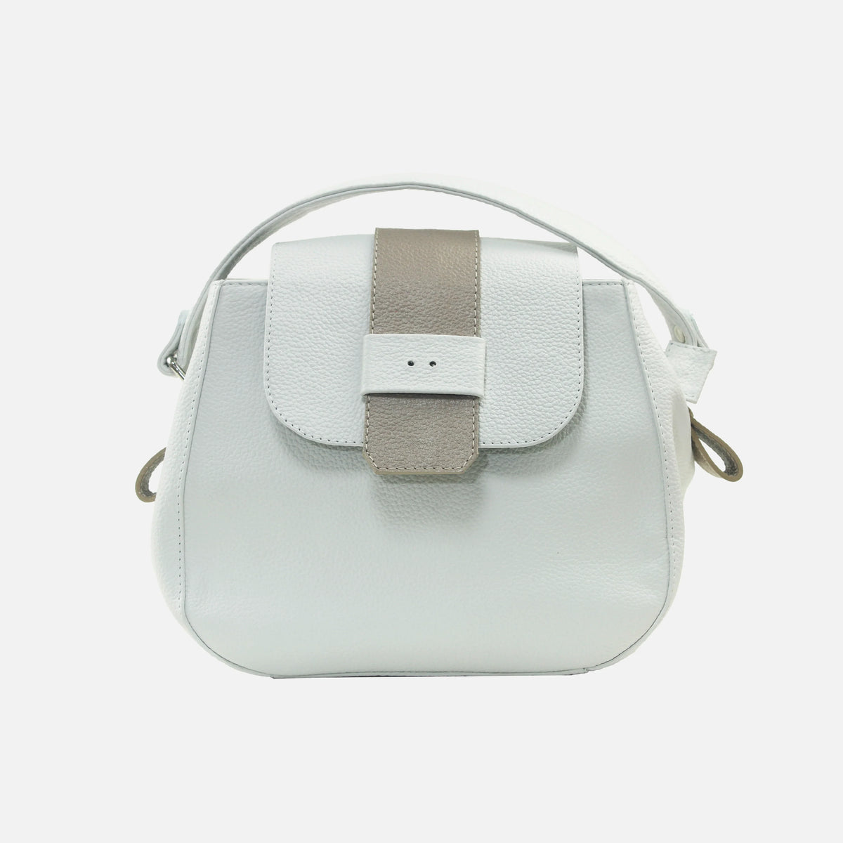 Bolso de mano cimera de cuero para mujer - Hueso