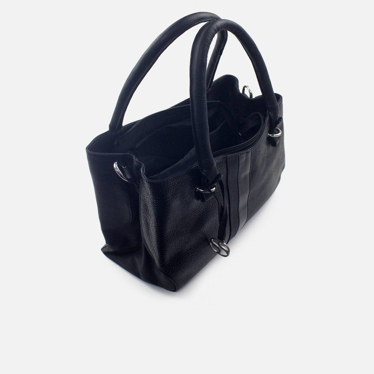 Cartera coco de cuero para mujer - Negro