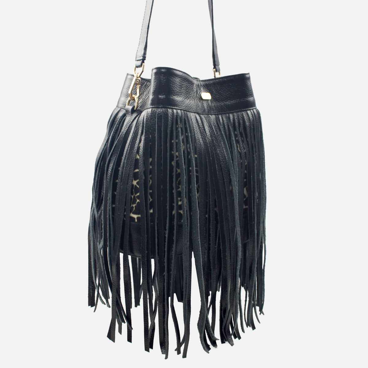 Cartera rosa de cuero para mujer - Negro