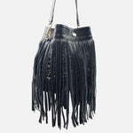 Cartera rosa de cuero para mujer - Negro