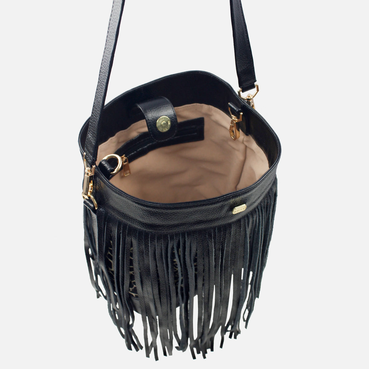 Cartera rosa de cuero para mujer - Negro