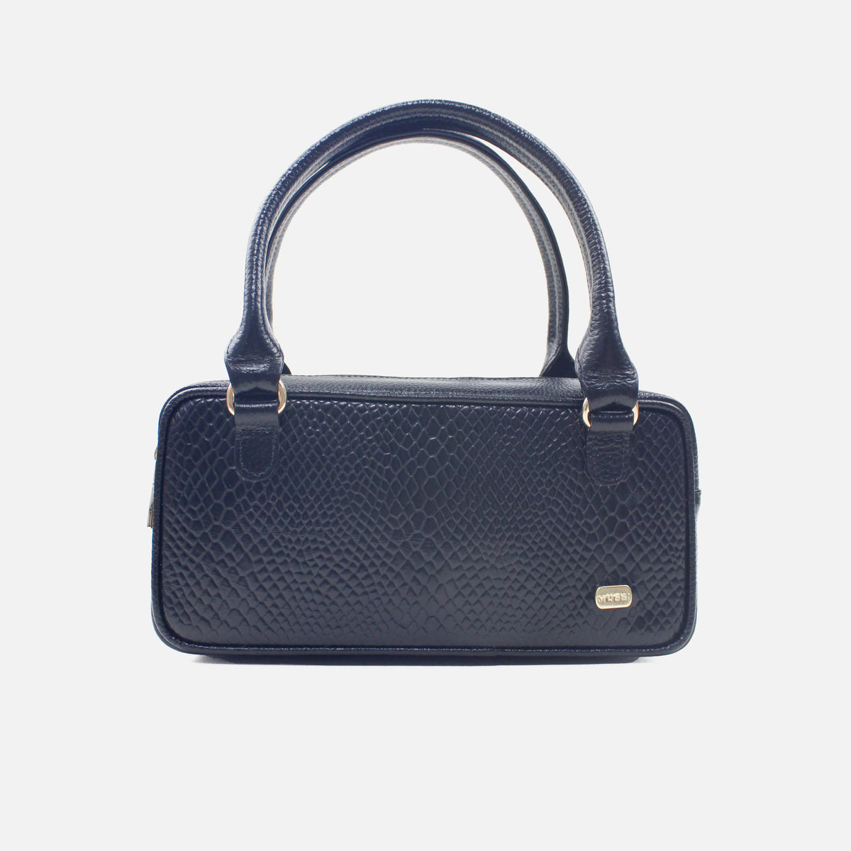 Bolso de mano aqua de cuero para mujer - Negro