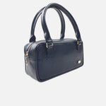 Bolso de mano aqua de cuero para mujer - Negro