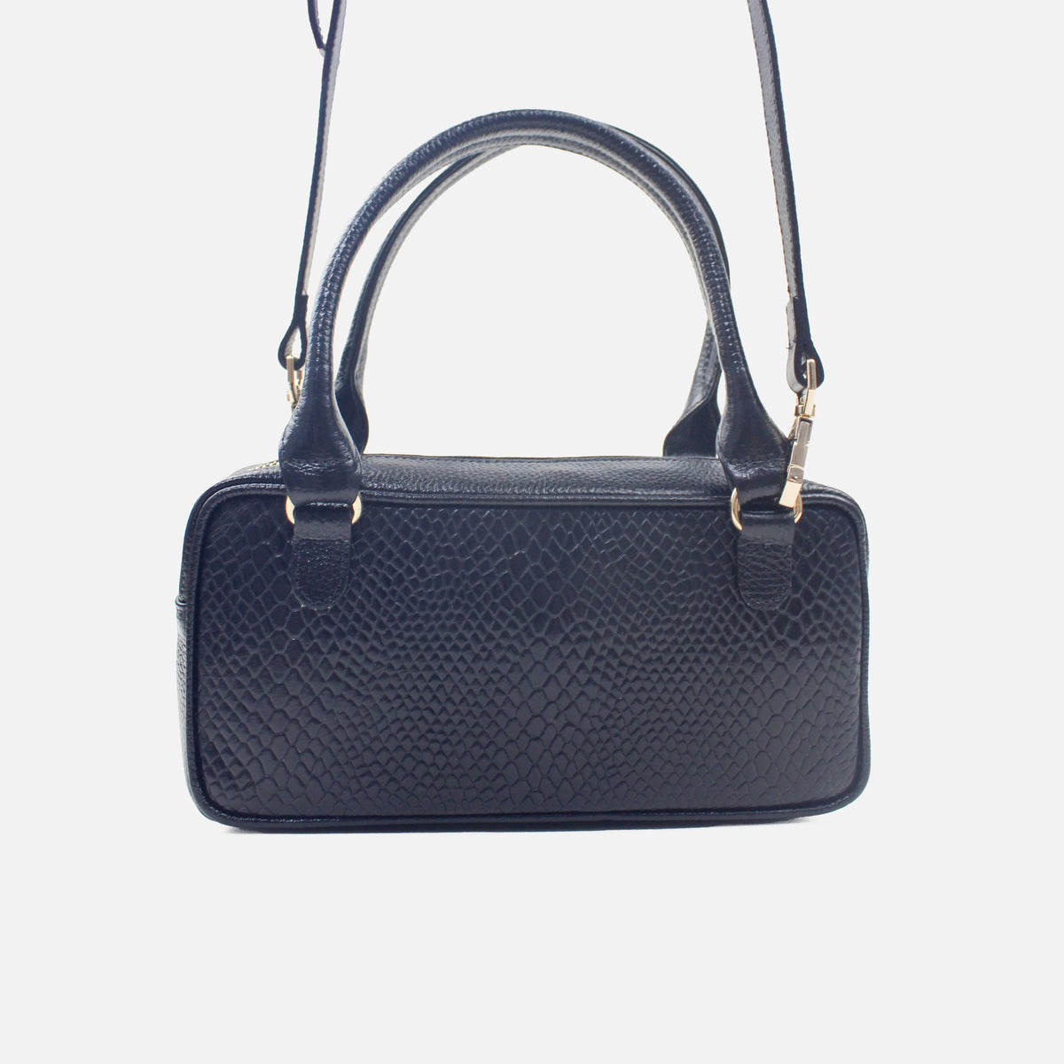 Bolso de mano aqua de cuero para mujer - Negro