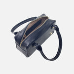 Bolso de mano aqua de cuero para mujer - Negro