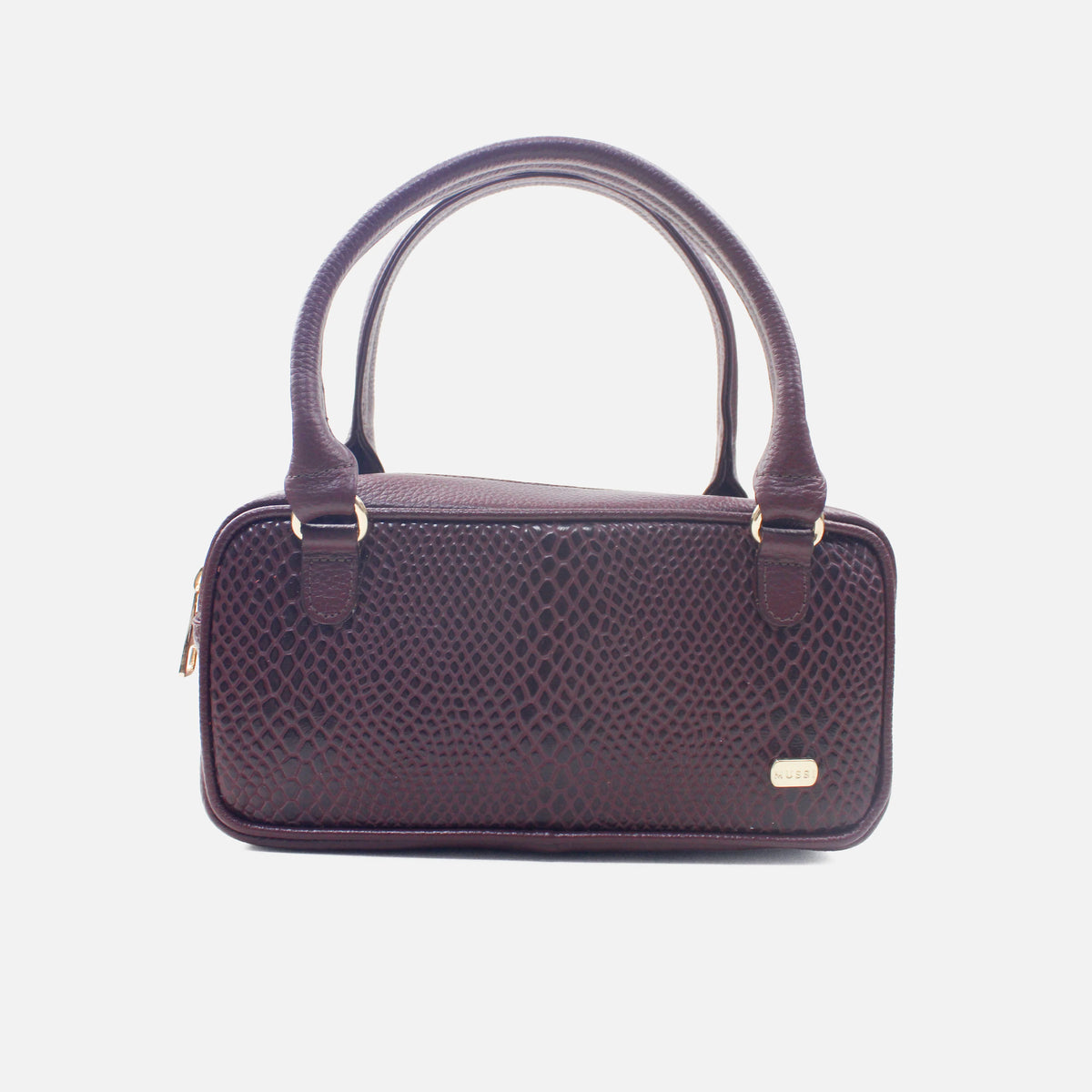Bolso de mano aqua de cuero para mujer - Vino