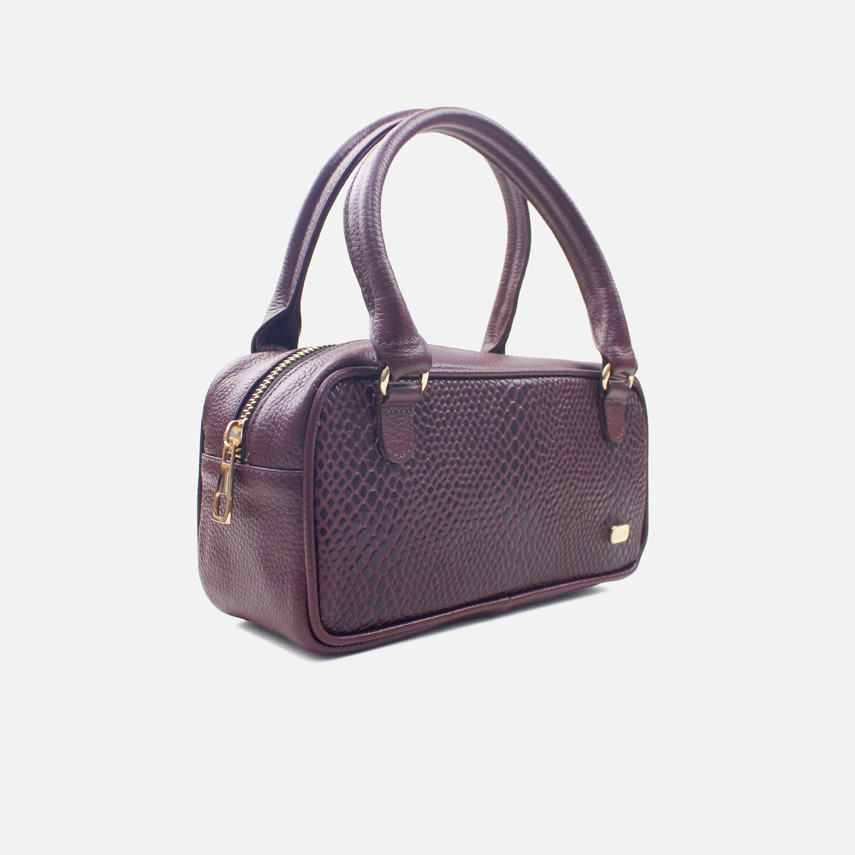 Bolso de mano aqua de cuero para mujer - Vino