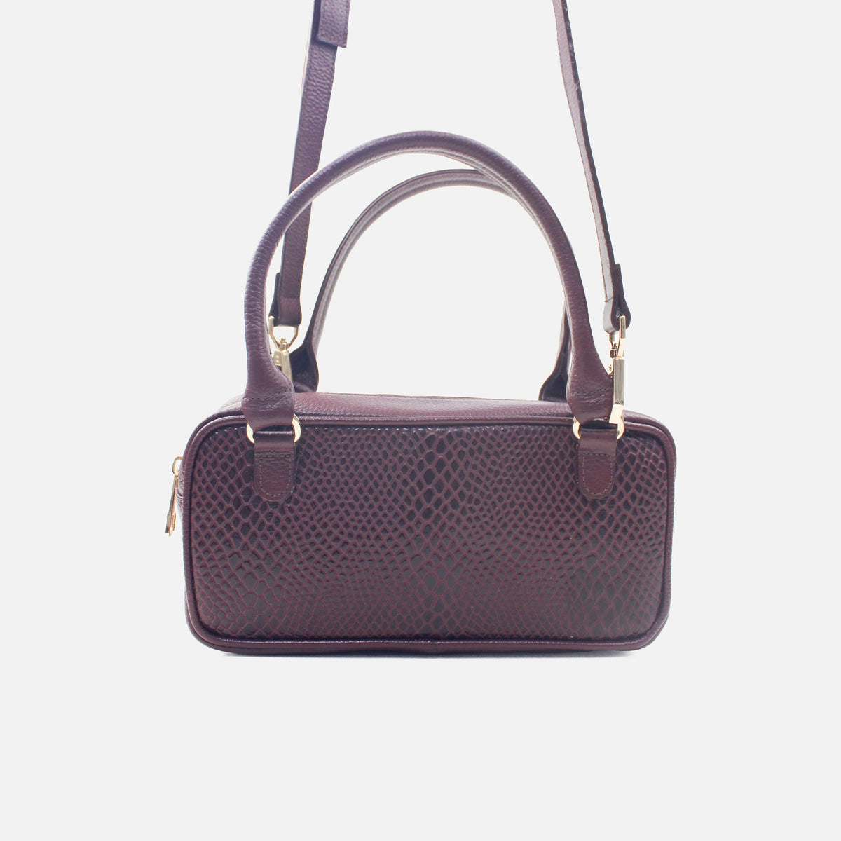Bolso de mano aqua de cuero para mujer - Vino