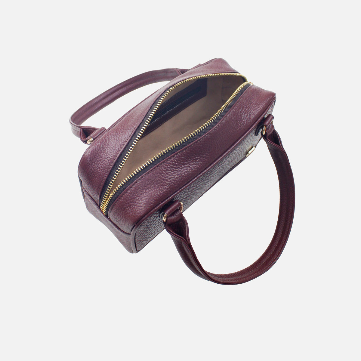 Bolso de mano aqua de cuero para mujer - Vino