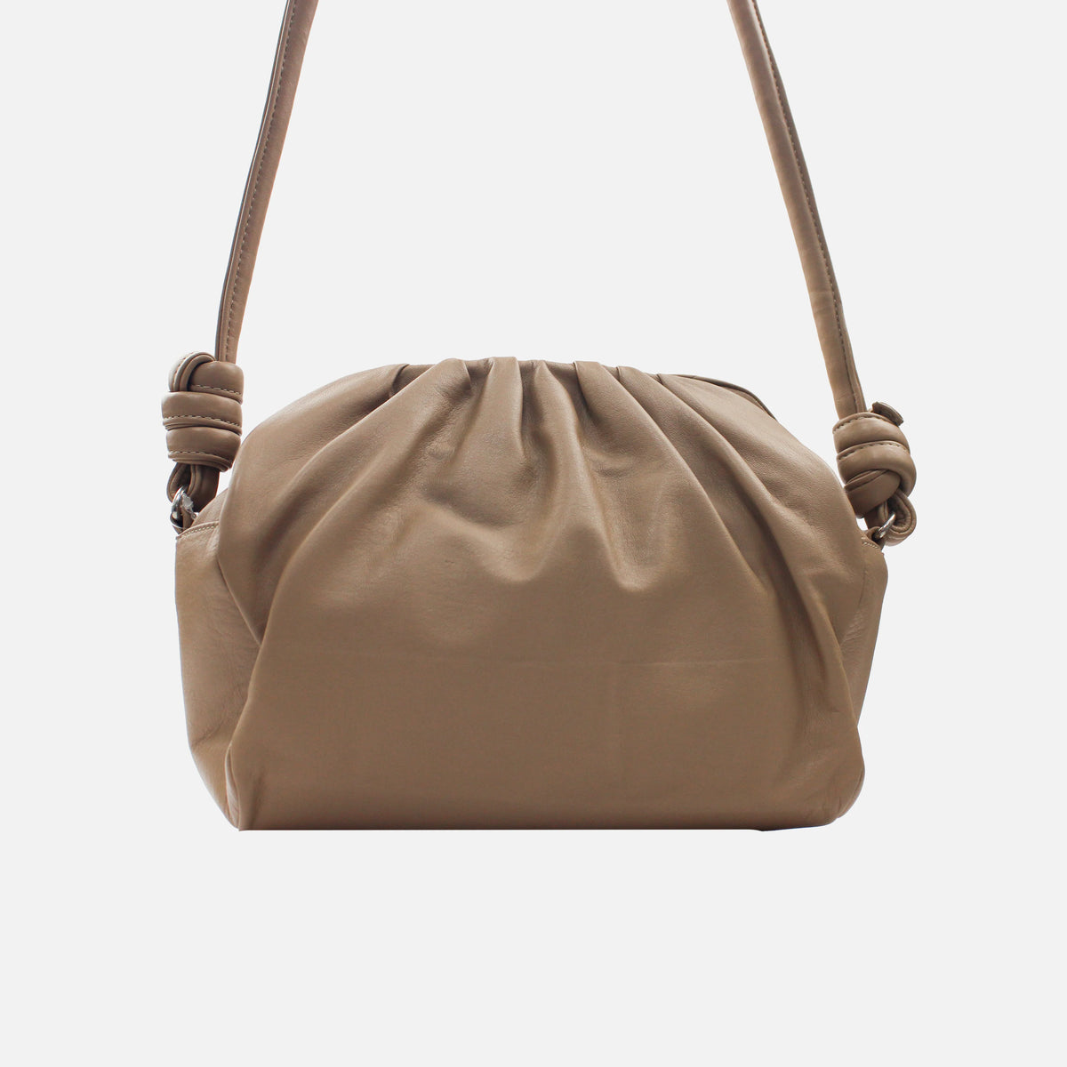 Bolso manos libres selene de cuero para mujer - Almendra