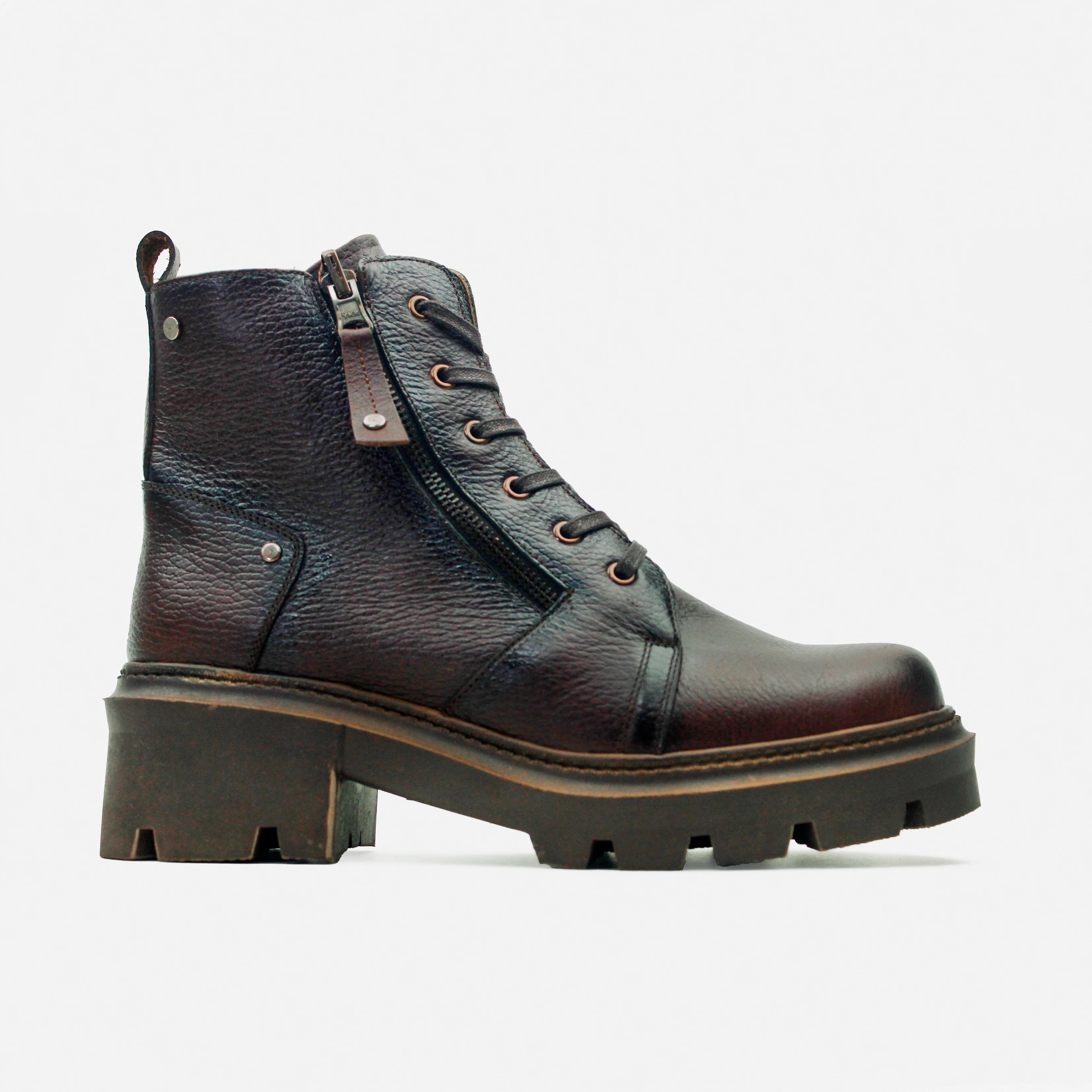 Botin con cordones cora de cuero para mujer - Brandy | MUSSI | Comprar ...