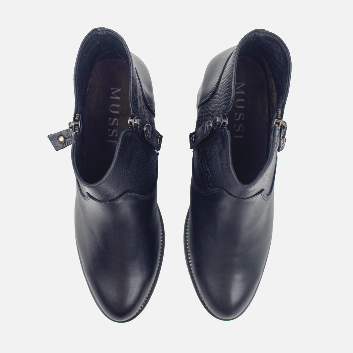 Botin tacon danira de cuero para mujer - Negro
