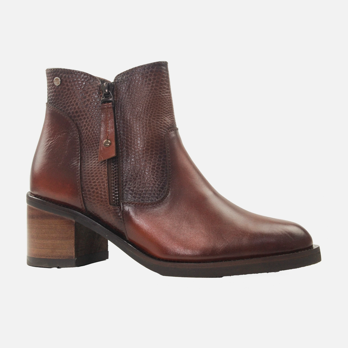 Botin tacon danira de cuero para mujer - Miel
