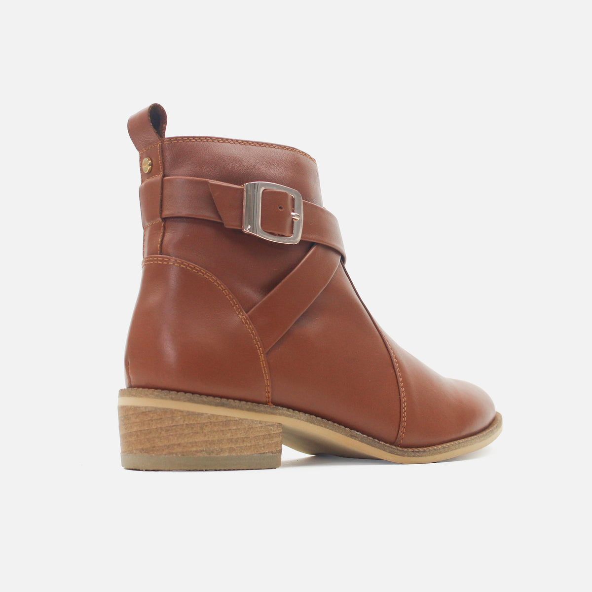 Botin plano elizabeth de cuero para mujer - Miel