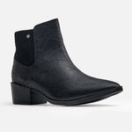 Botin tacon coral de cuero para mujer - Negro
